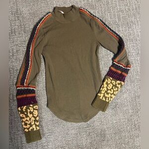 Free People Switch It Up Long Sleeve Thermal Top Size Medium Crochet Sleeve